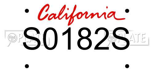 S0182S California License Plate