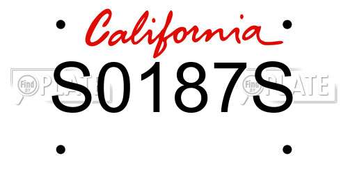 S0187S California License Plate