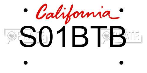 S01BTB California License Plate