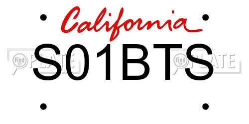 S01BTS California License Plate