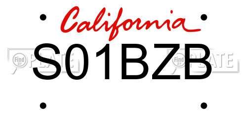 S01BZB California License Plate