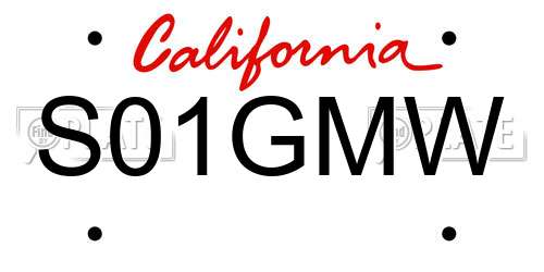 S01GMW California License Plate