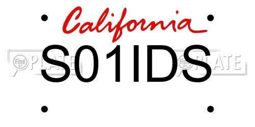 S01IDS California License Plate