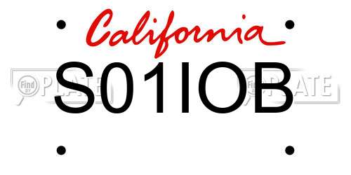 S01IOB California License Plate