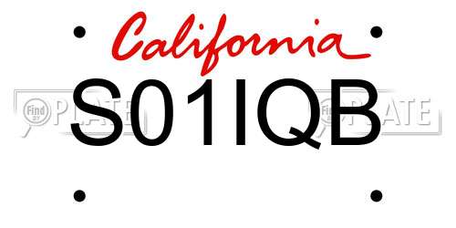 S01IQB California License Plate