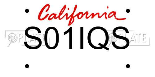 S01IQS California License Plate