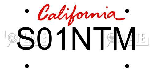 S01NTM California License Plate