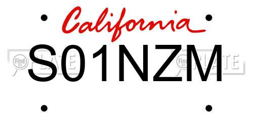 S01NZM California License Plate