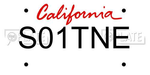 S01TNE California License Plate