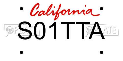 S01TTA California License Plate