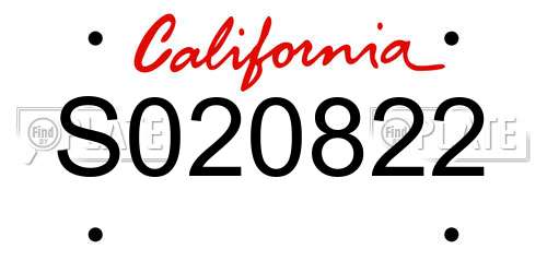S020822 California License Plate
