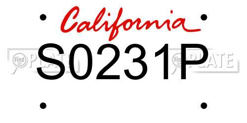 S0231P California License Plate