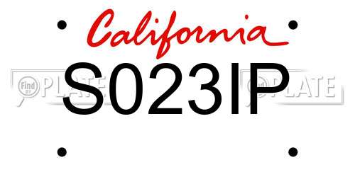S023IP California License Plate