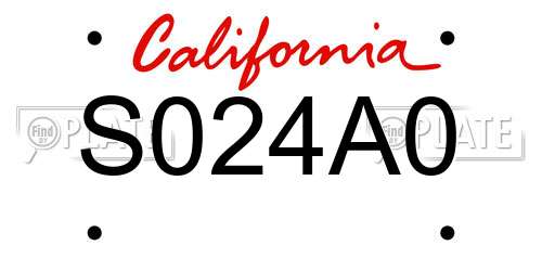 S024A0 California License Plate