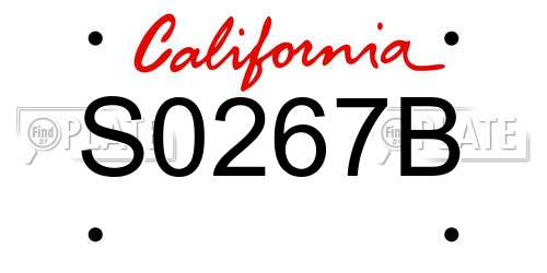 S0267B California License Plate