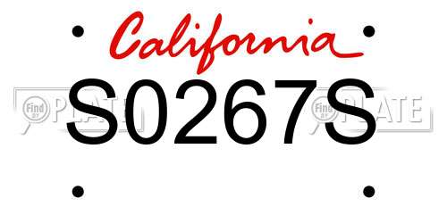 S0267S California License Plate