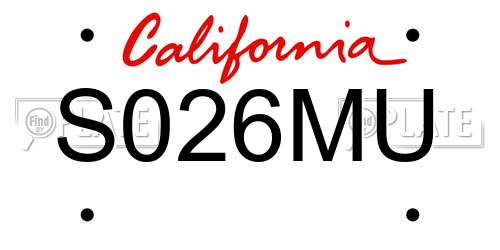 S026MU California License Plate
