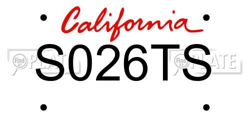 S026TS California License Plate
