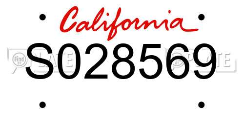 S028569 California License Plate