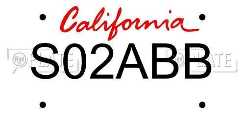 S02ABB California License Plate