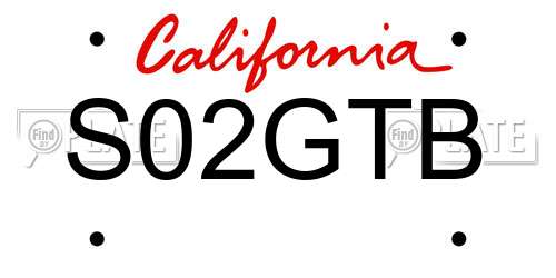 S02GTB California License Plate