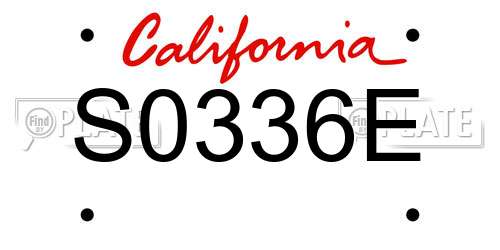 S0336E California License Plate
