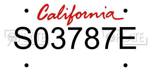 S03787E California License Plate