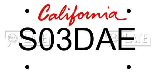 S03DAE California License Plate
