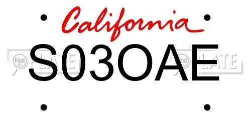S03OAE California License Plate