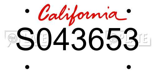 S043653 California License Plate
