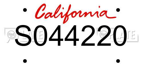S044220 California License Plate