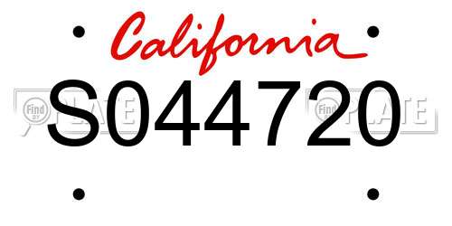 S044720 California License Plate