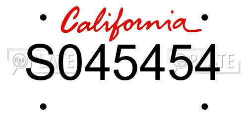S045454 California License Plate