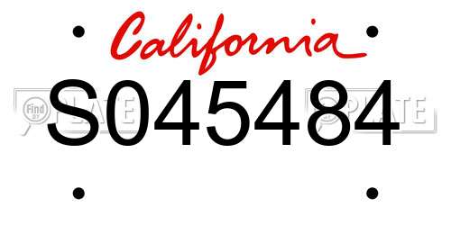 S045484 California License Plate