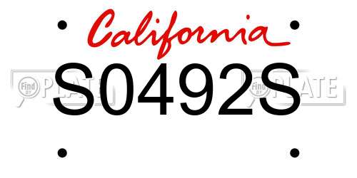 S0492S California License Plate