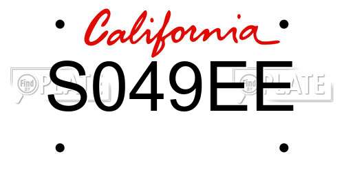 S049EE California License Plate