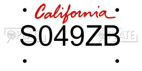 S049ZB California License Plate