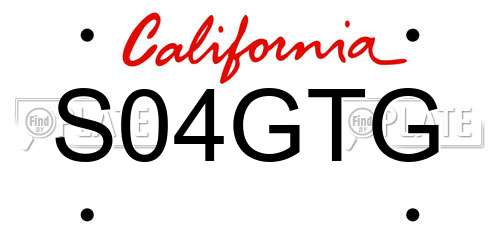 S04GTG California License Plate
