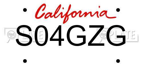 S04GZG California License Plate
