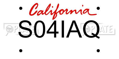 S04IAQ California License Plate