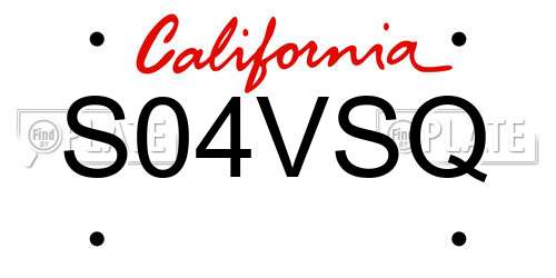 S04VSQ California License Plate