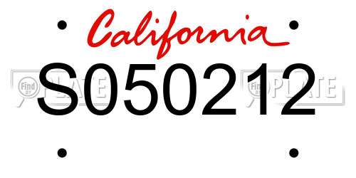 S050212 California License Plate