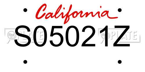 S05021Z California License Plate
