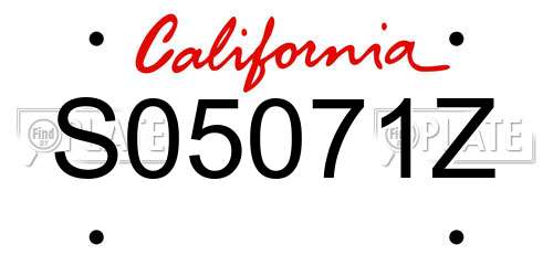 S05071Z California License Plate