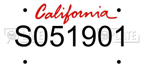 S051901 California License Plate