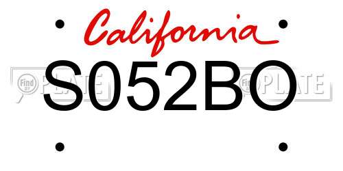S052BO California License Plate