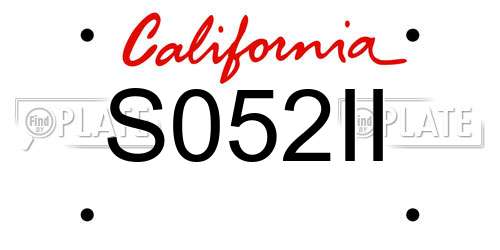 S052II California License Plate