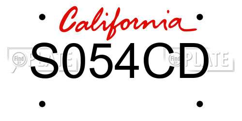 S054CD California License Plate
