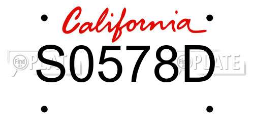 S0578D California License Plate