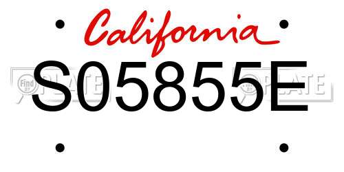 S05855E California License Plate